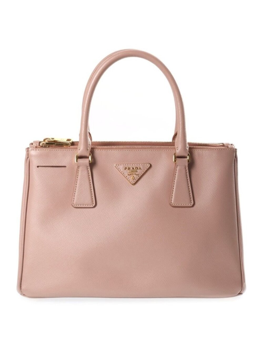 Prada Galleria Handbag Pink Beige Leather Gold